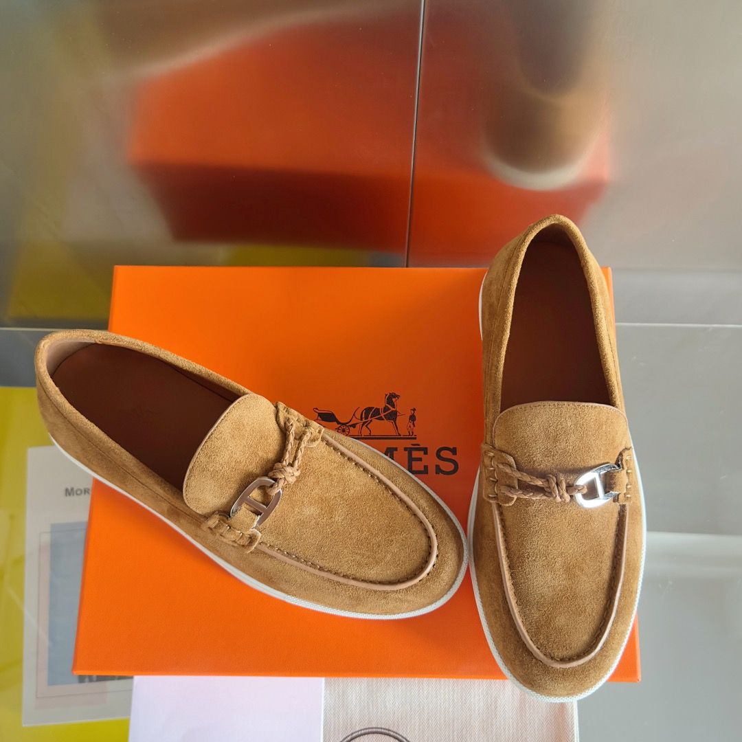 Hermes Men's Ignacio Loafers in Brown Suede Calfskin - Image 5