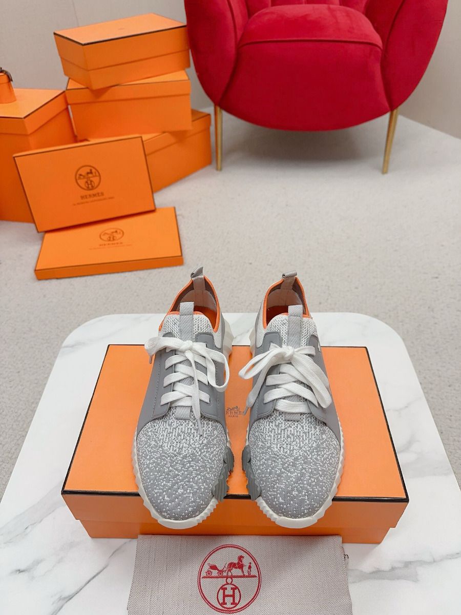 Hermes Men's Depart Sneakers in Grey Gradient Knit - Image 4