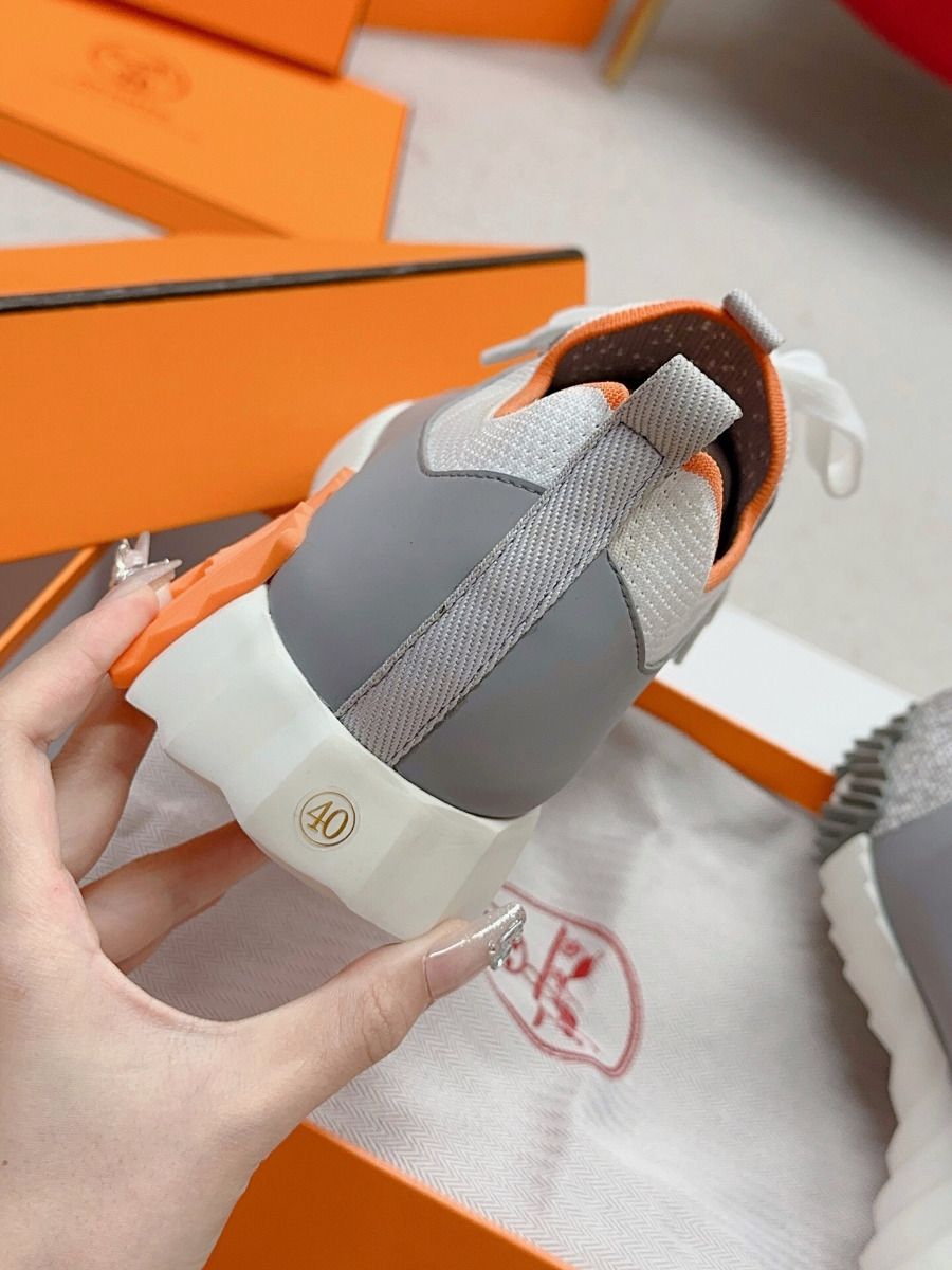 Hermes Men's Depart Sneakers in Grey Gradient Knit - Image 9