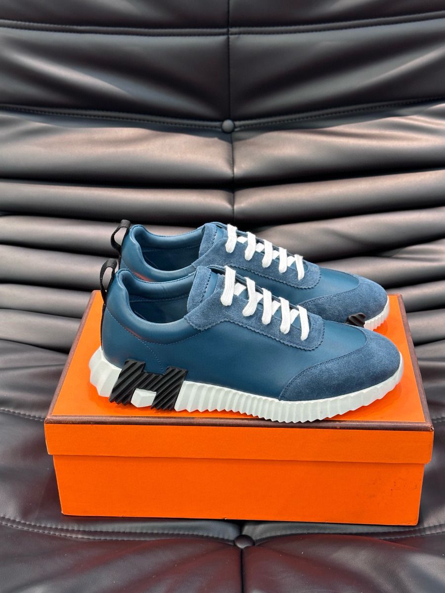 Hermes Men's Bouncing Sneakers in Blue Leather - Image 6