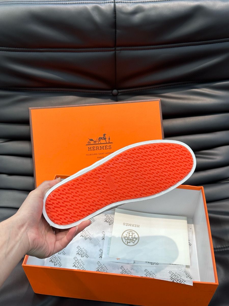 Hermes Boomerang Sneakers In Brown Epsom Calfskin - Image 10