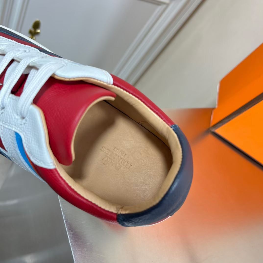 Hermes Boomerang Sneakers In Multicolore Bordeaux Leather - Image 10