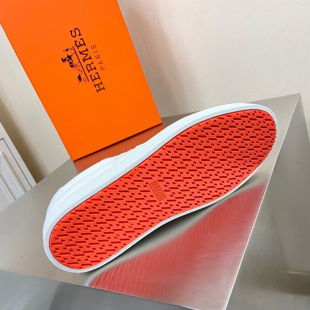 Hermes Boomerang Sneakers In White Epsom Leather - Image 11