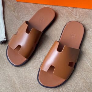 Hermes Izmir Sandals in Gold Swift Calfskin