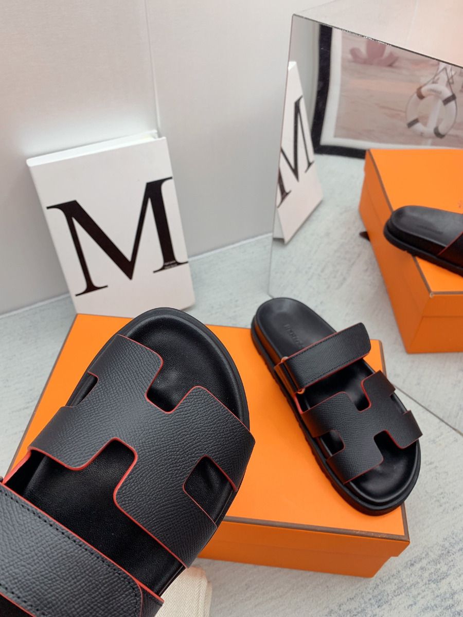 Hermes Men's Chypre Sandals in Black Epsom Calfskin - Image 3