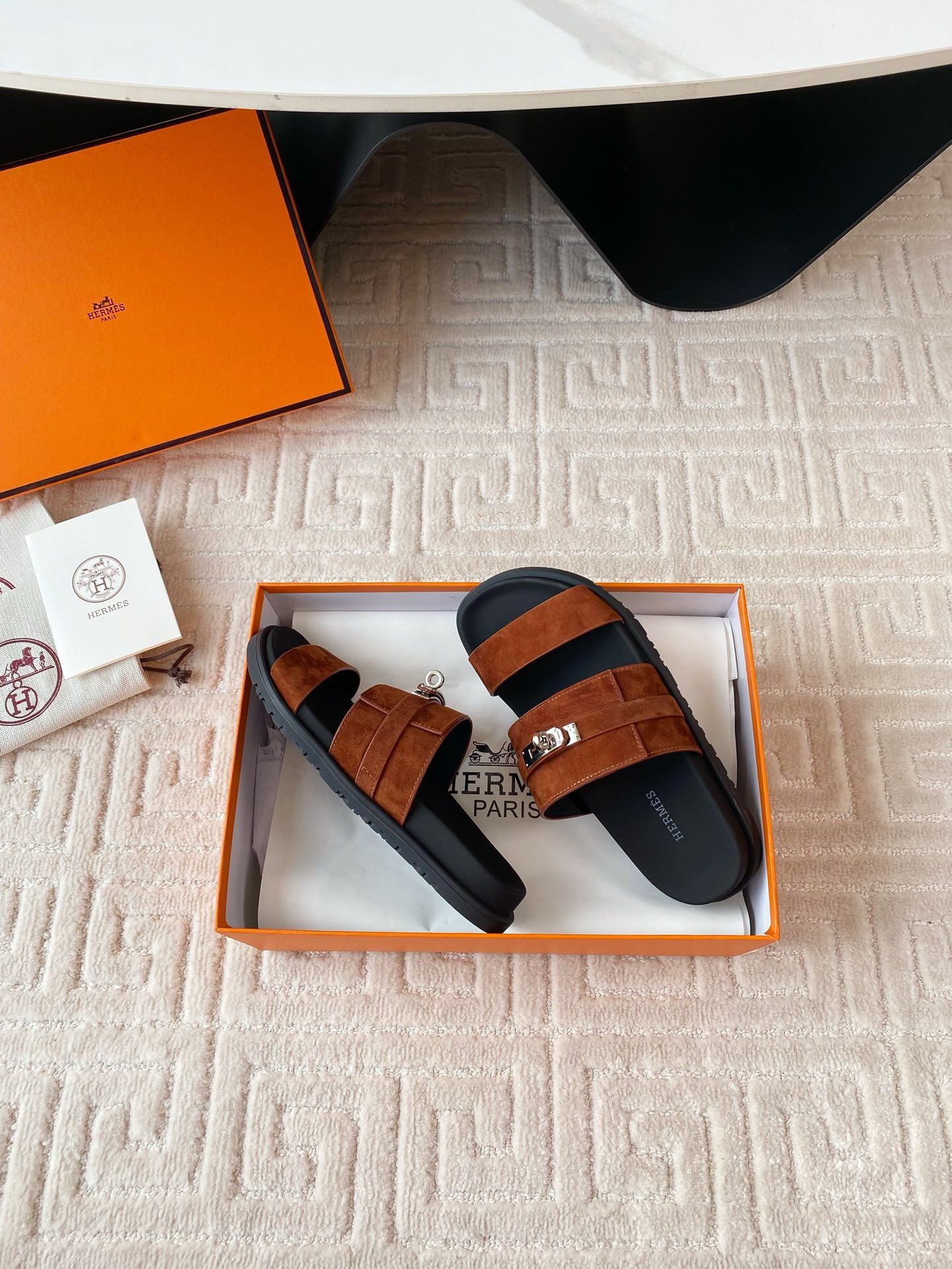 Hermes Men's Jackson Sandal in Brown Suede Leather - Image 7