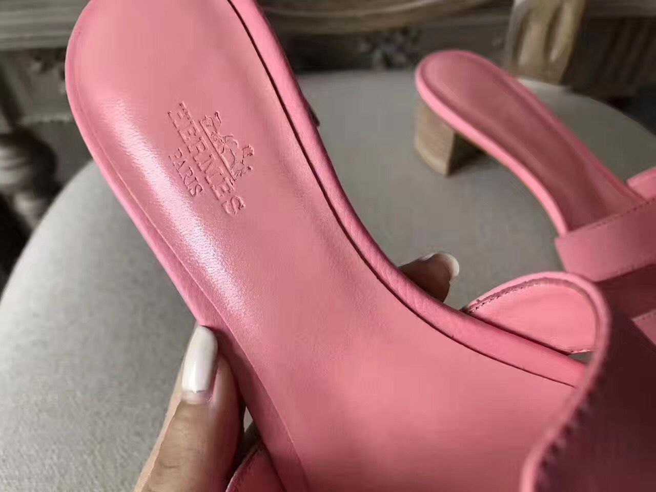 Hermes Oasis Sandals In Pink Epsom Leather - Image 8