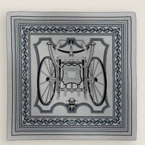 Hermes Grey Les Roues de Phaeton Bandana Shawl 140
