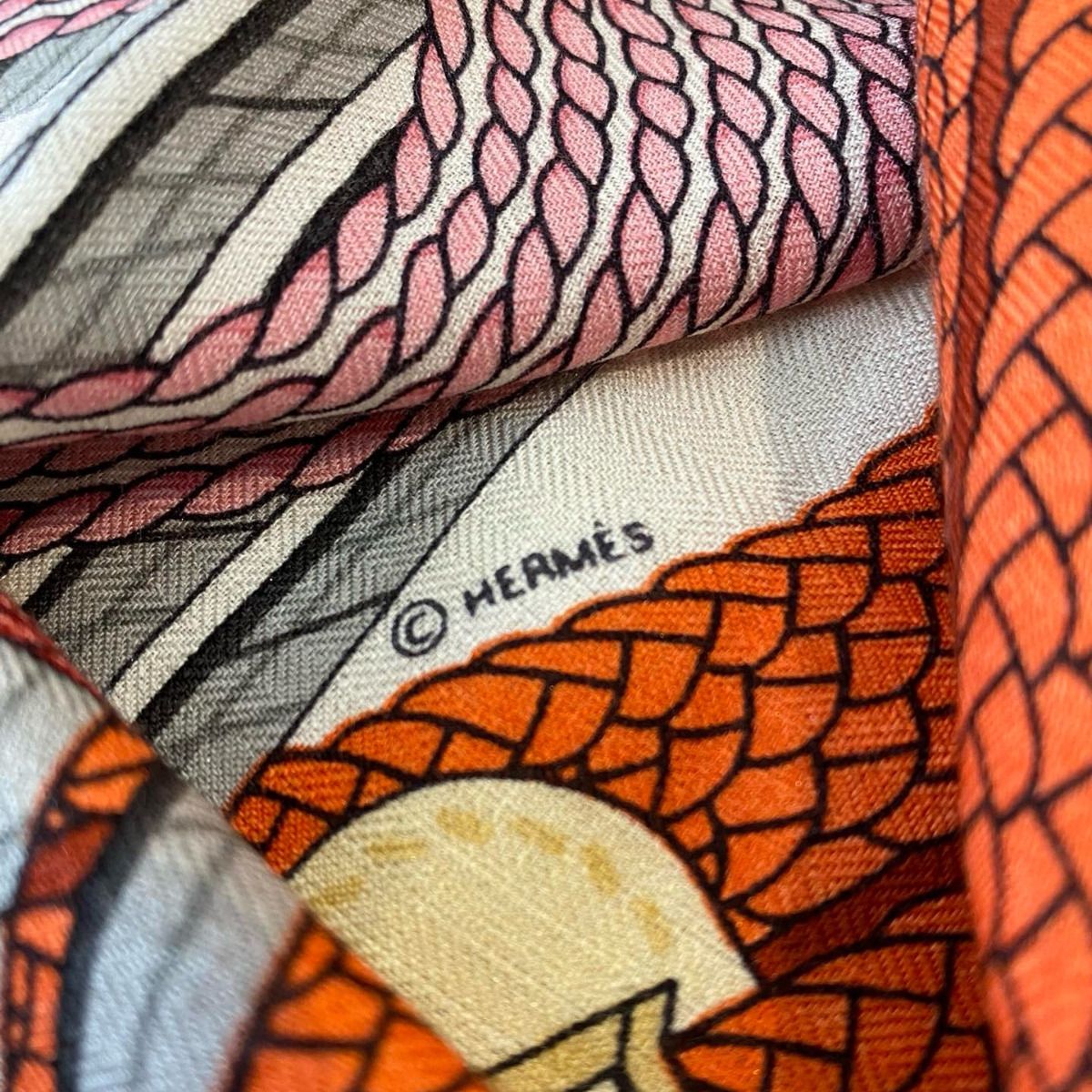 Hermes Rose/Naturel Dressage Tressage Shawl 140 - Image 5