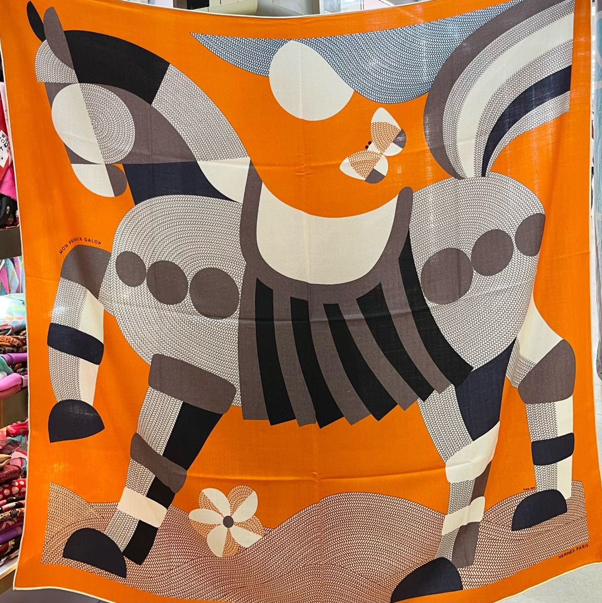 Hermes Orange Mon Premier Galop Shawl 140 - Image 3
