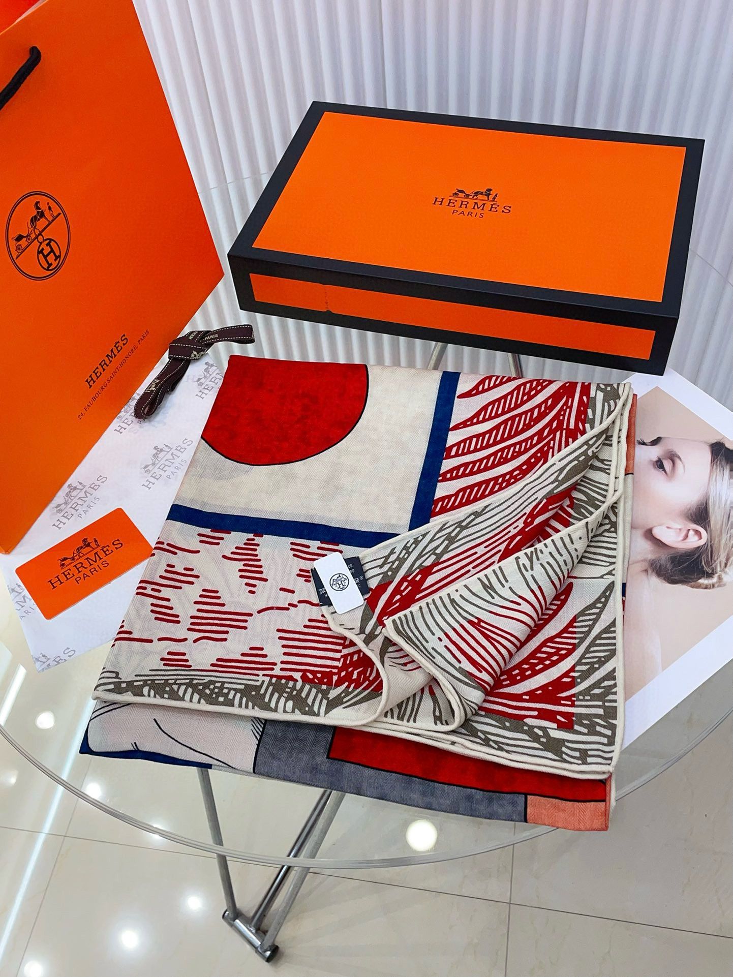 Hermes Grenadine Cavalier en Formes Shawl 140 - Image 4