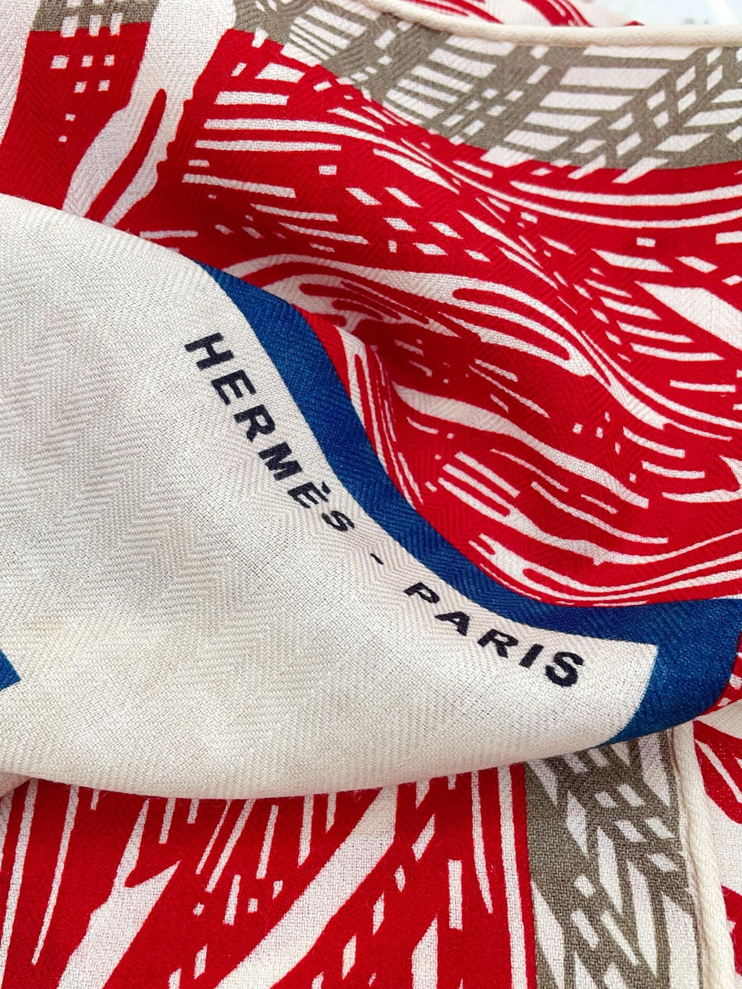 Hermes Grenadine Cavalier en Formes Shawl 140 - Image 7