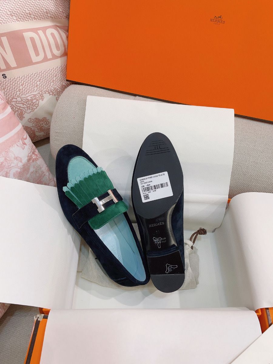 Hermes Women's Royal Loafers in Multicolor Suede Leather - Image 6