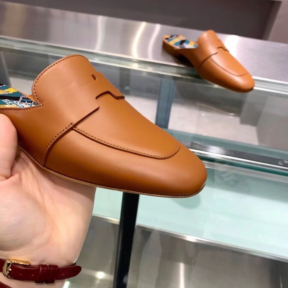 Hermes Catena Mules In Brown Calfskin - Image 5