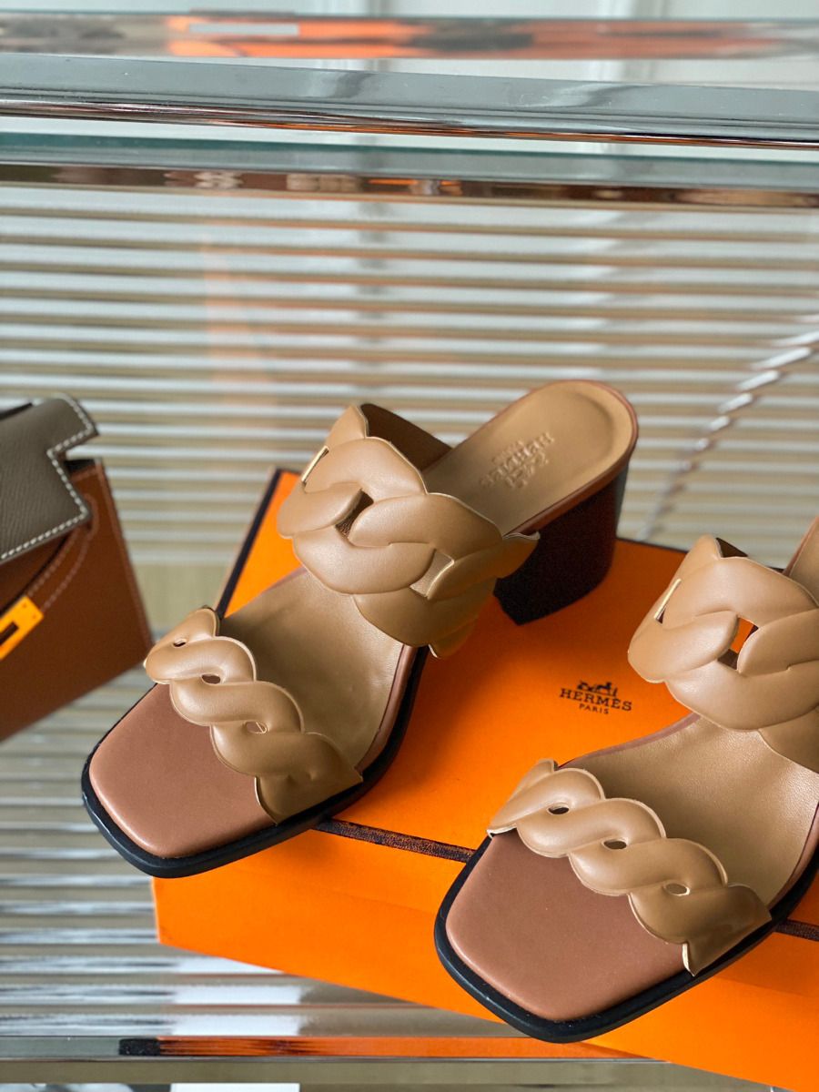 Hermes Gaby Sandals 60mm in Brown Nappa Leather - Image 7