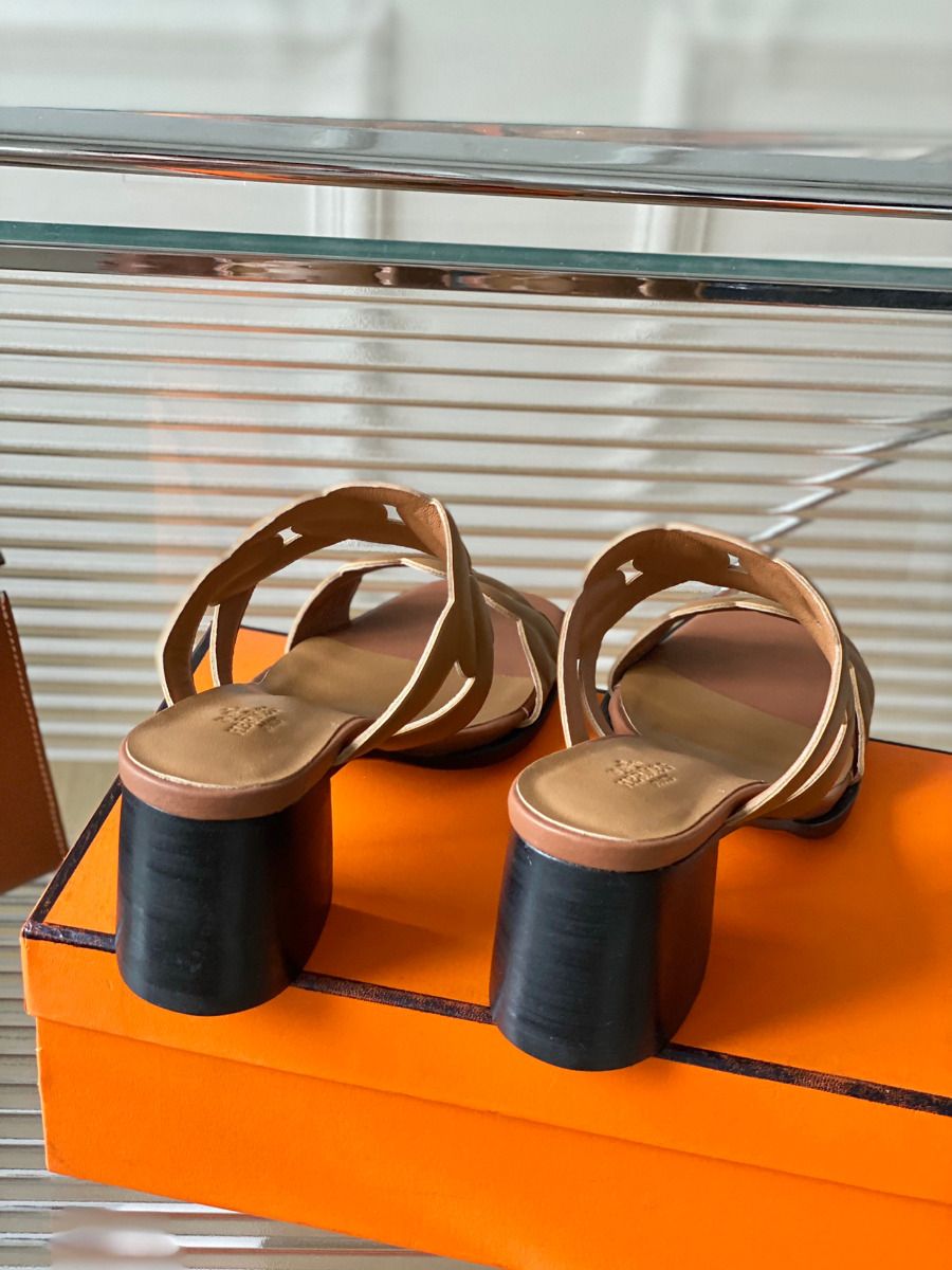 Hermes Gaby Sandals 60mm in Brown Nappa Leather - Image 8