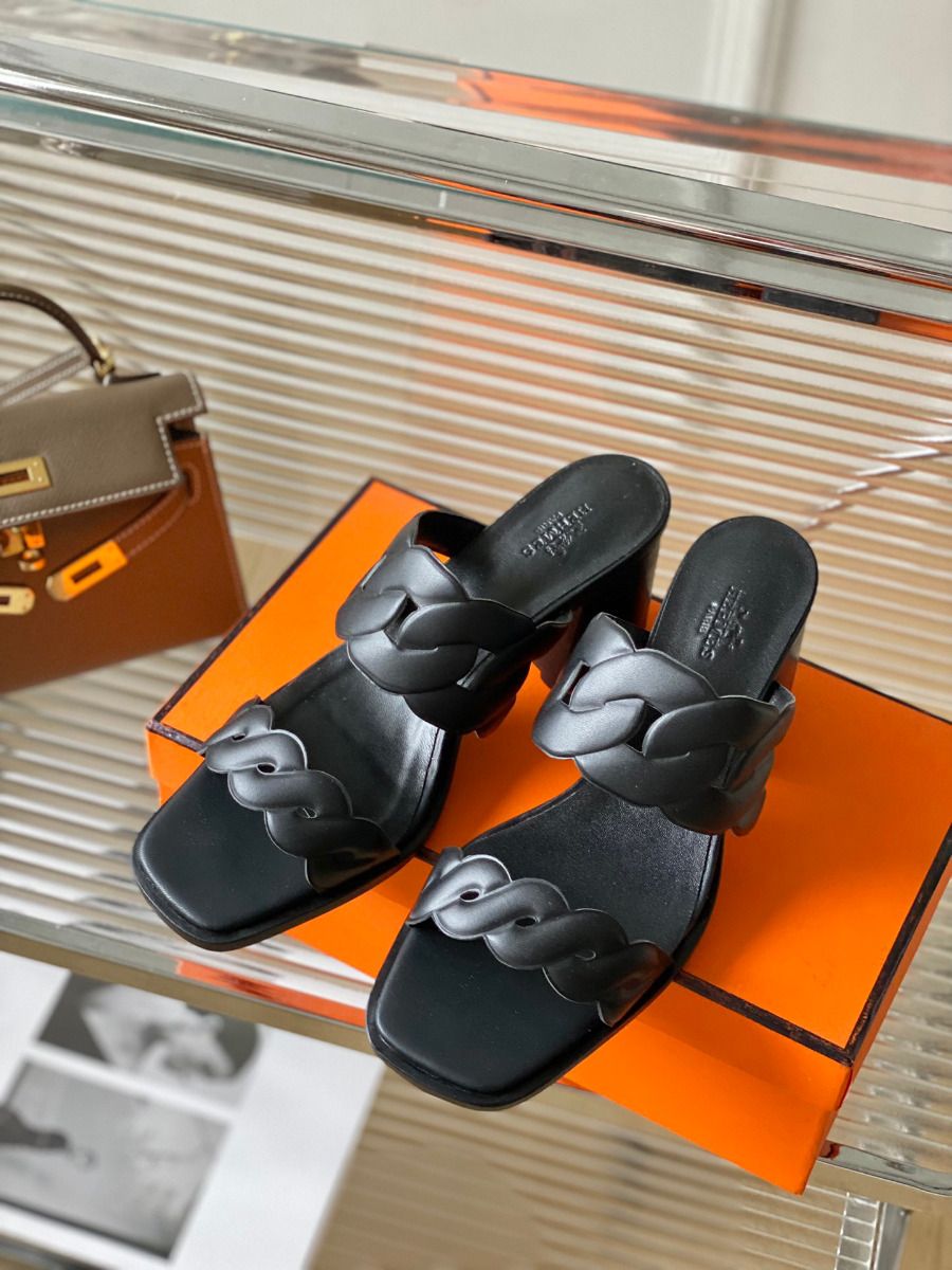 Hermes Gaby Sandals 60mm in Black Nappa Leather - Image 4