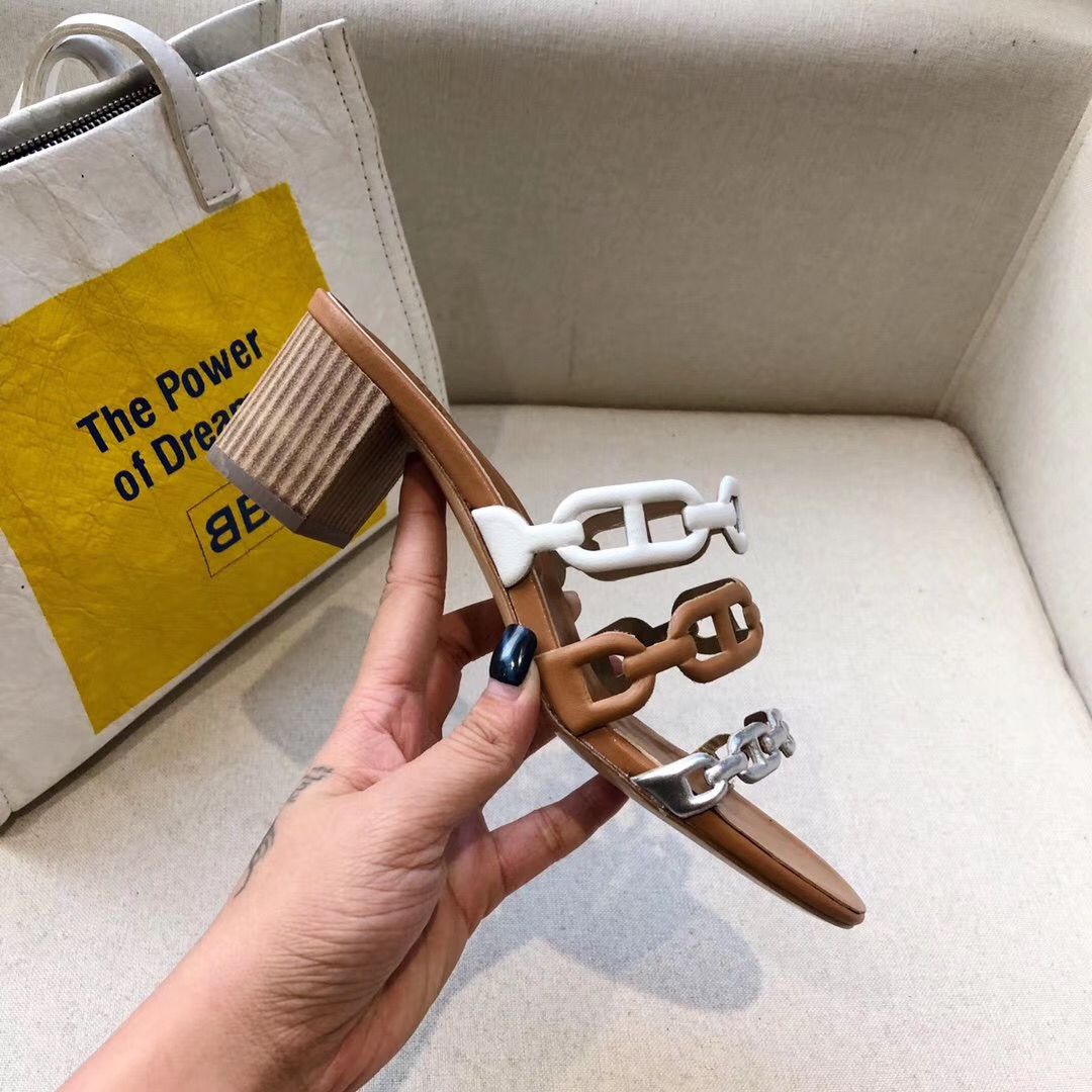 Hermes Tandem Sandals In Multicolour Lambskin - Image 7