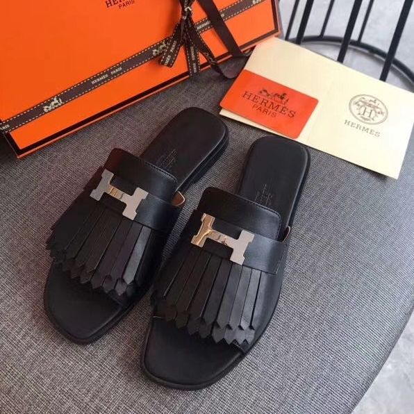 Hermes Auteuil Sandals In Black Calfskin - Image 5