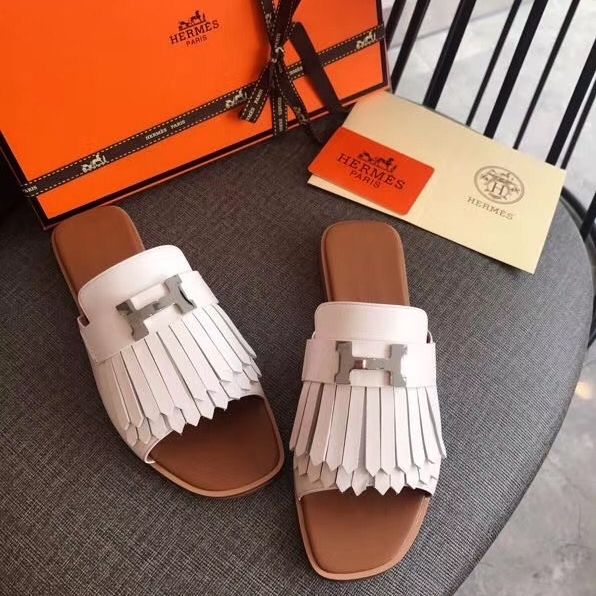 Hermes Auteuil Sandals In White Calfskin - Image 4