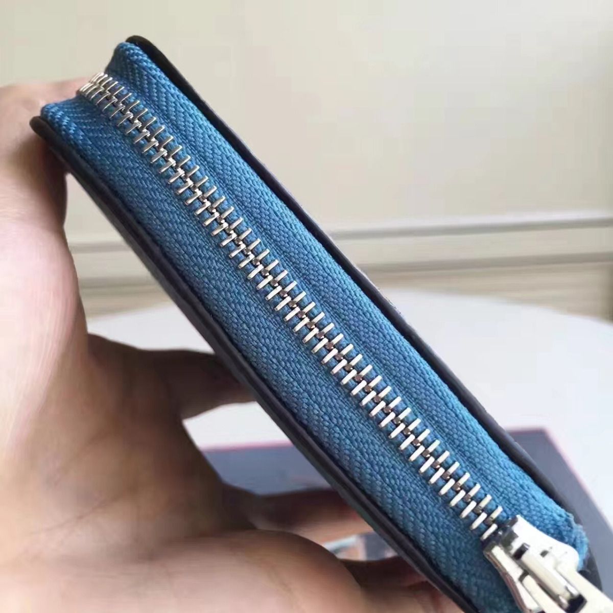 Hermes Blue Jean Azap Zipped Wallet - Image 4