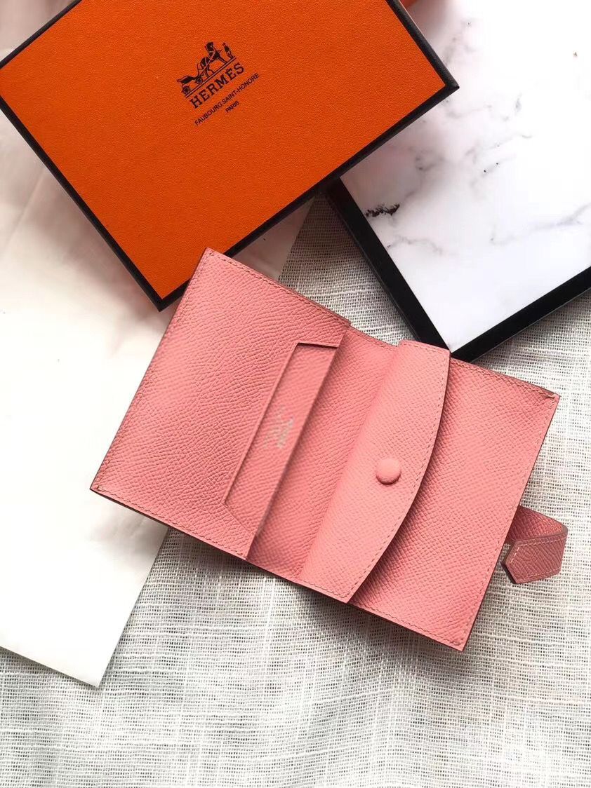 Hermes Bearn Mini Wallet In Rose Confetti Epsom Leather - Image 4