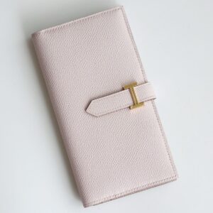 Hermes Bearn Long Handmade Wallet in Mauve Pale Epsom Calfskin