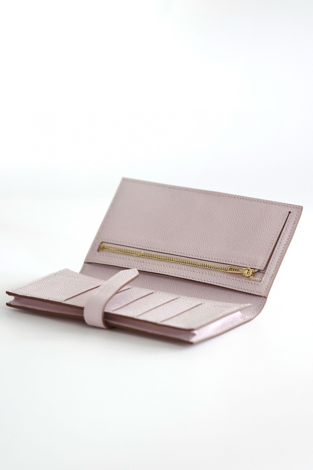 Hermes Bearn Long Handmade Wallet in Mauve Pale Epsom Calfskin - Image 6