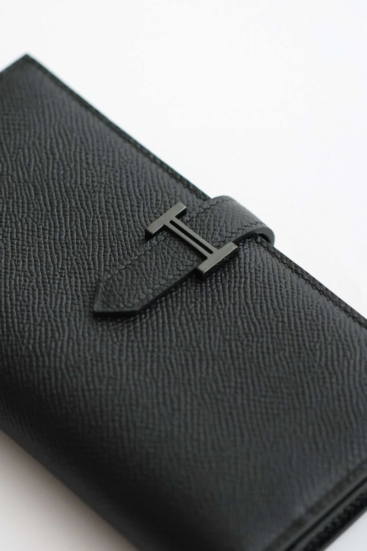 Hermes Bearn Long Handmade Wallet in All Black - Image 3