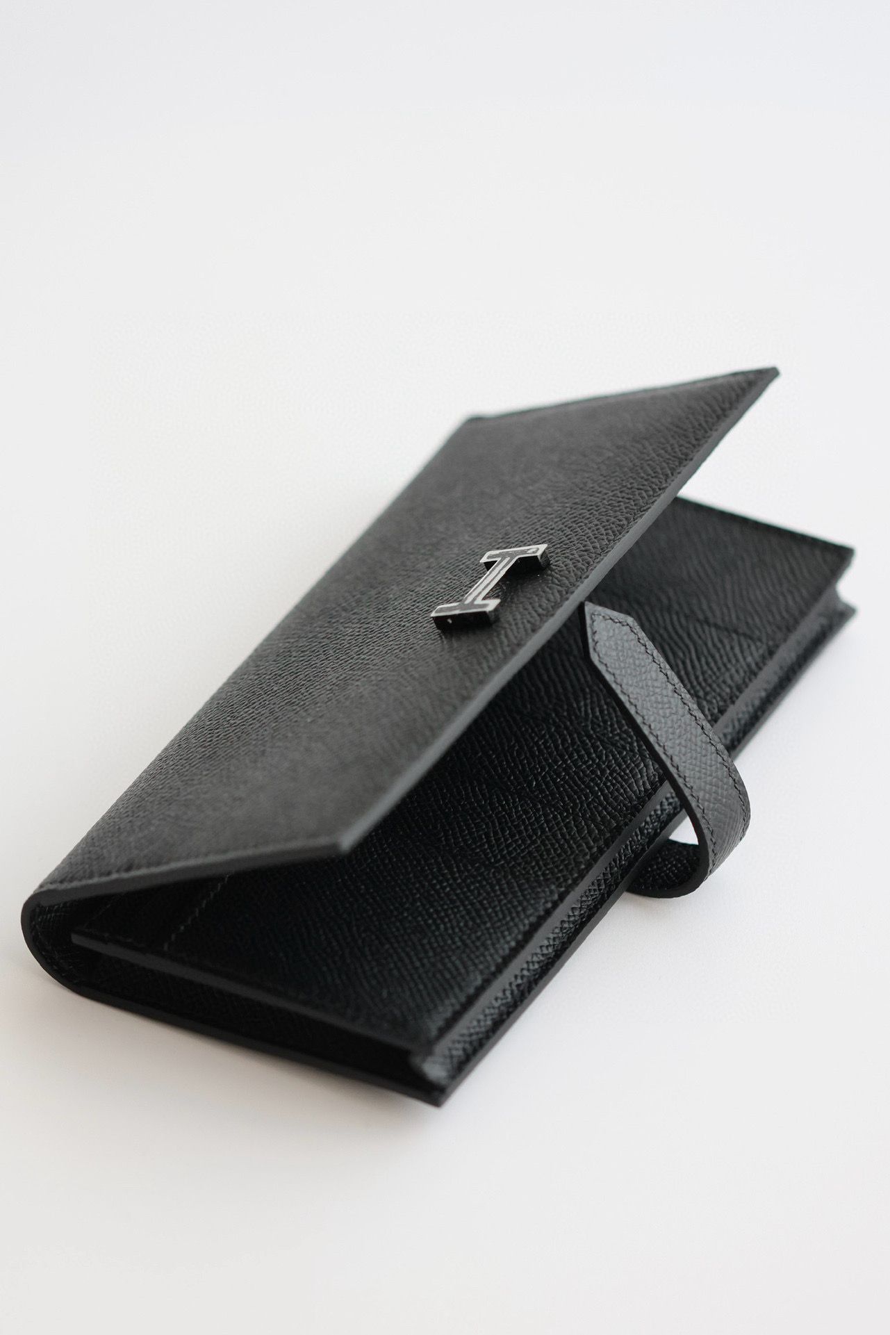 Hermes Bearn Long Handmade Wallet in All Black - Image 5