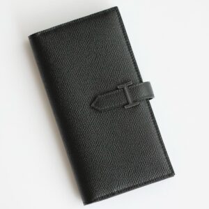 Hermes Bearn Long Handmade Wallet in All Black