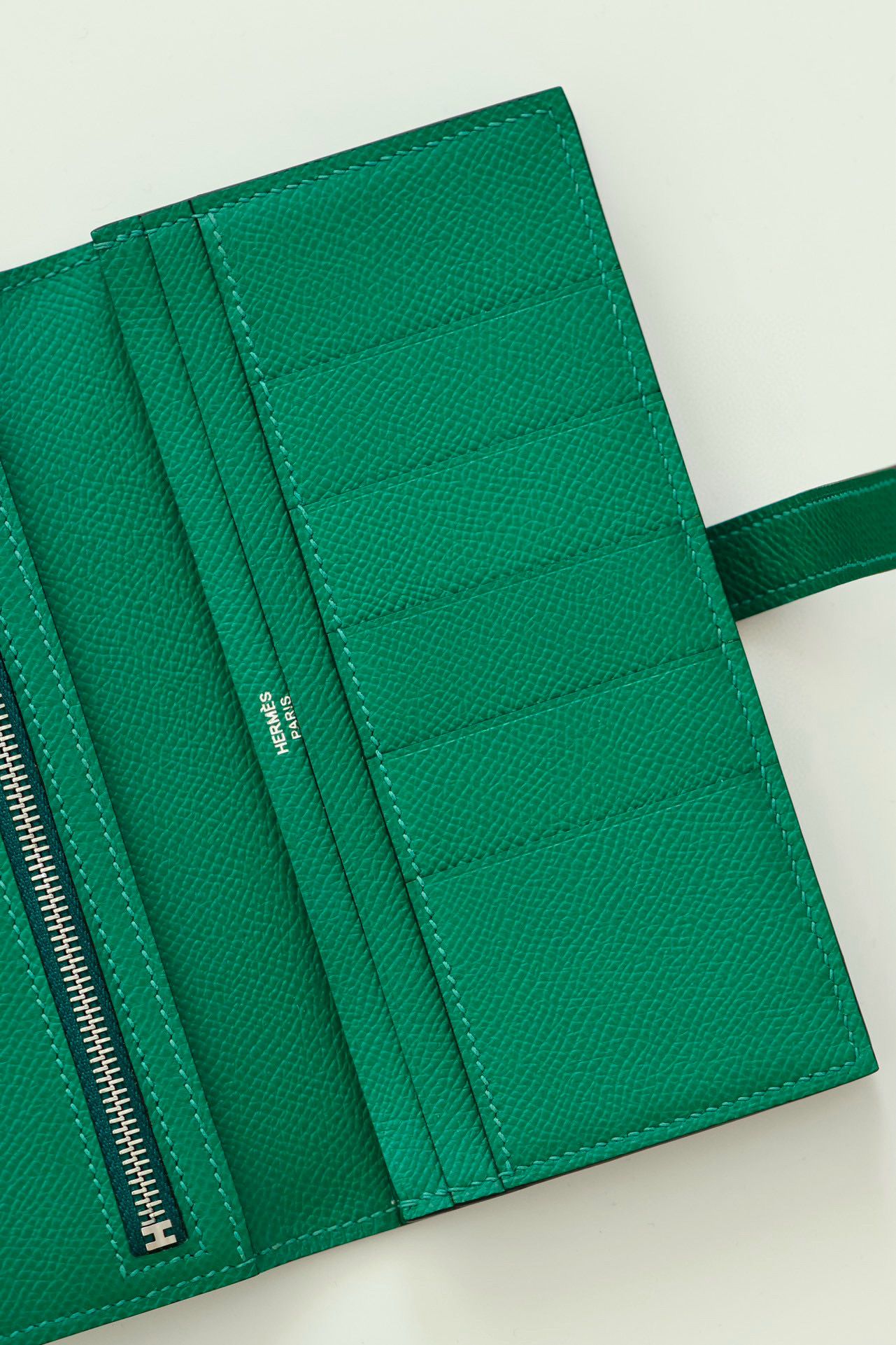 Hermes Bearn Long Handmade Wallet in Vert Vertigo Epsom Calfskin - Image 7
