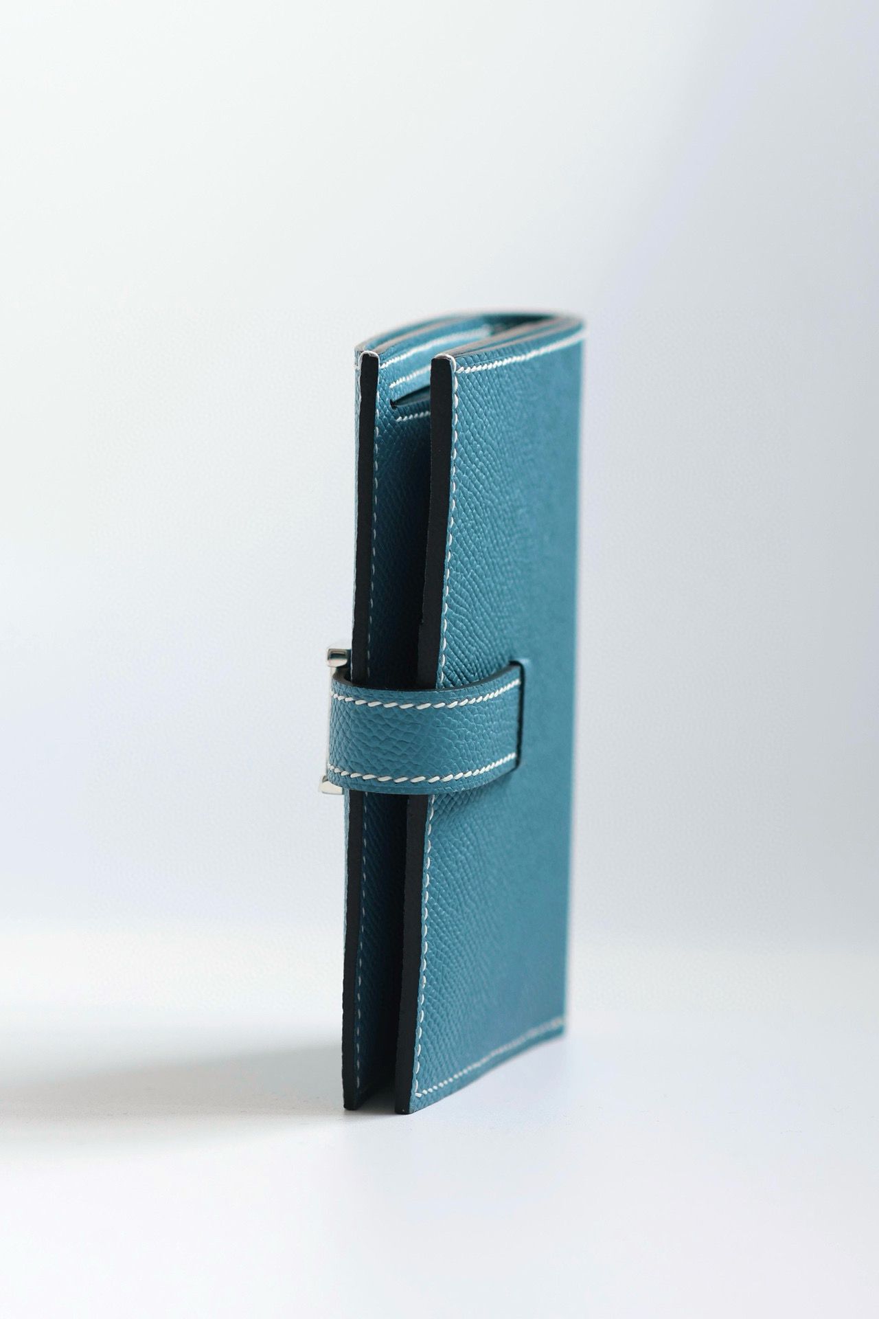Hermes Bearn Compact Handmade Wallet in Blue Jean Epsom Calfskin - Image 3
