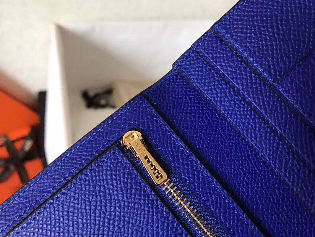 Hermes Blue Electric Epsom Bearn Gusset Wallet - Image 6