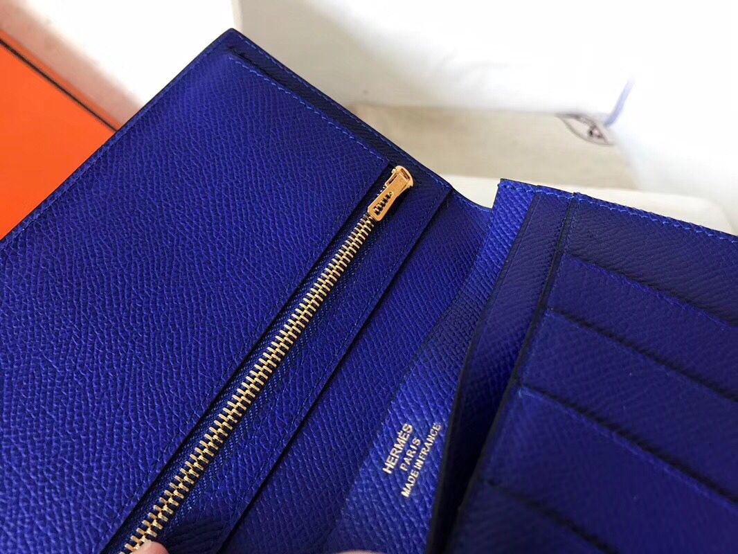 Hermes Blue Electric Epsom Bearn Gusset Wallet - Image 8