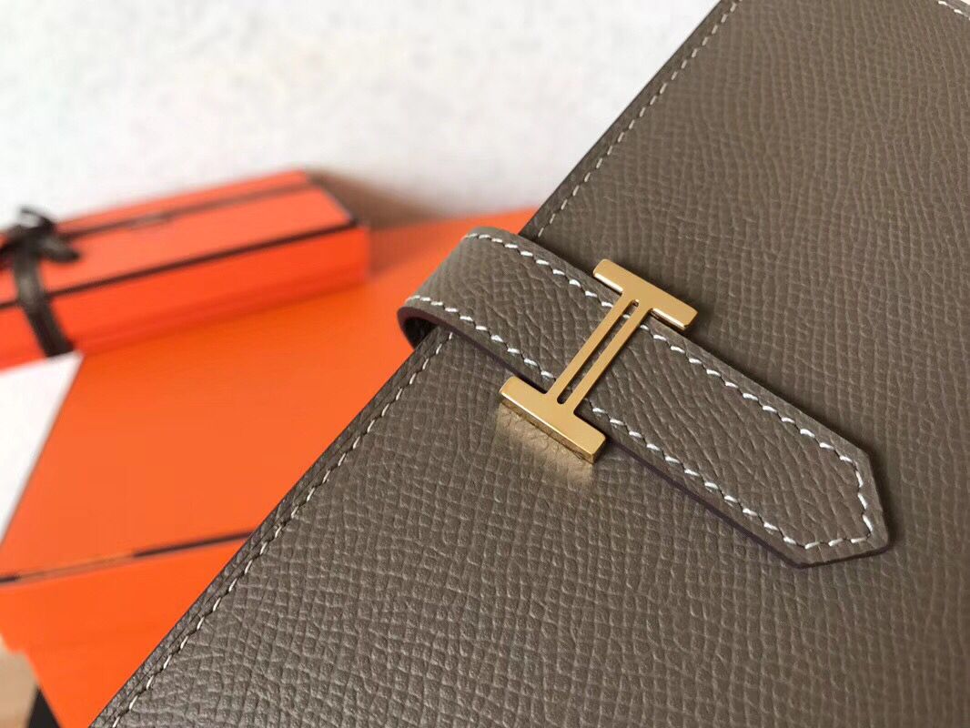 Hermes Taupe Epsom Bearn Gusset Wallet - Image 3