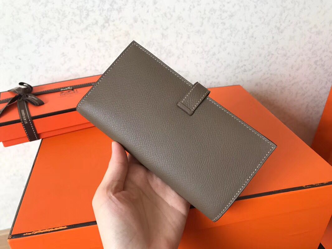 Hermes Taupe Epsom Bearn Gusset Wallet - Image 7