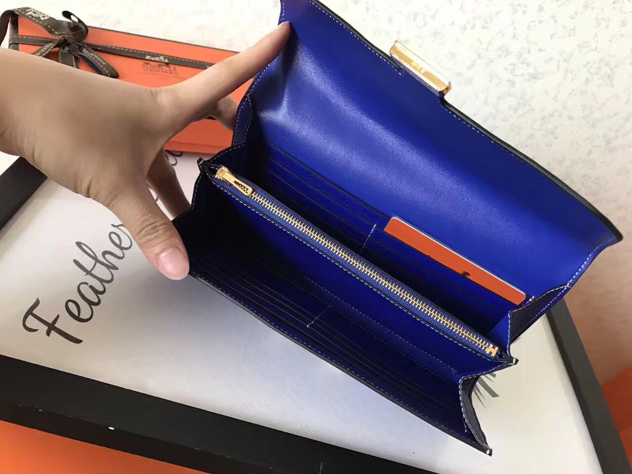 Hermes Constance Long Wallet In Blue Electric Epsom Leather - Image 5