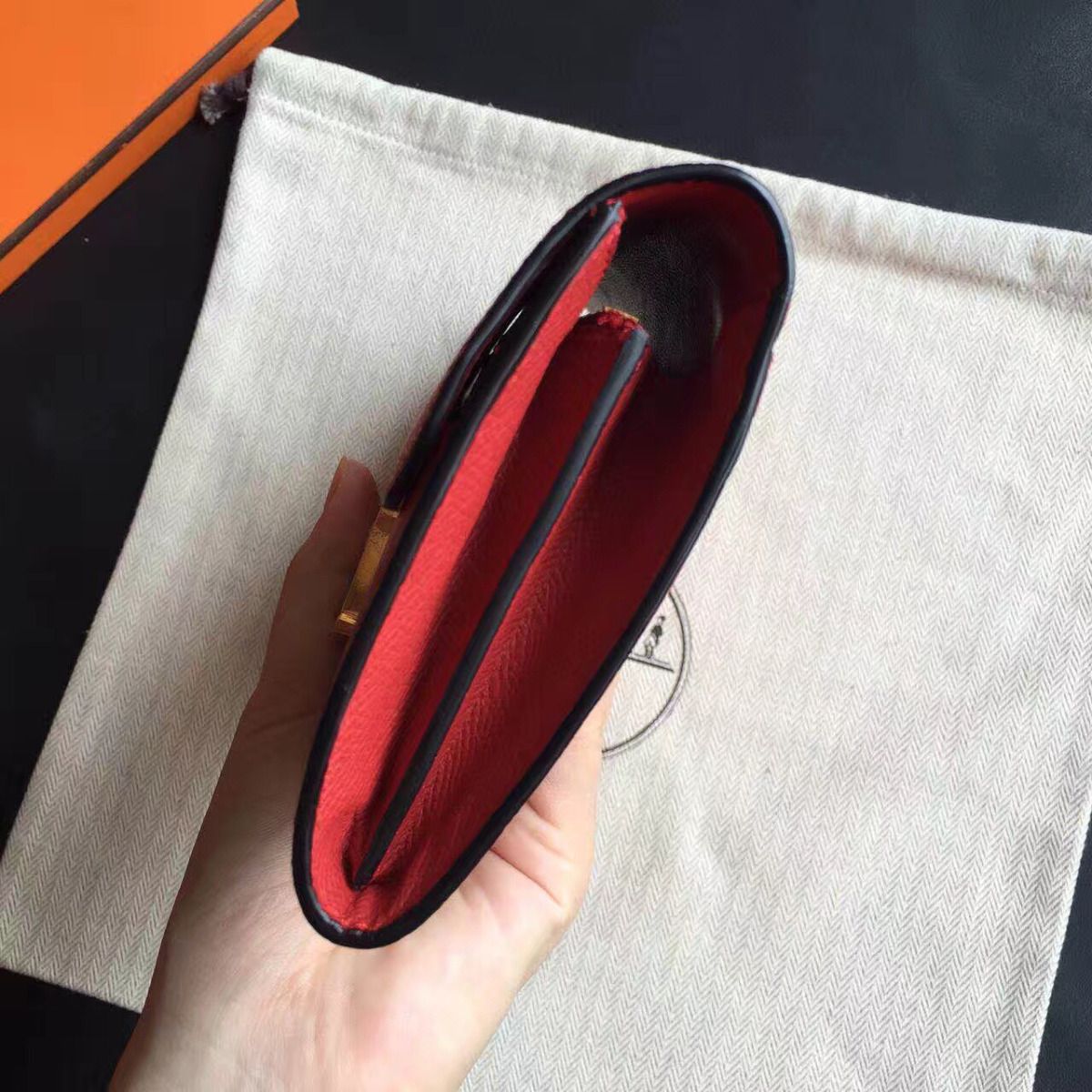 Hermes Constance Long Wallet In Red Epsom Leather - Image 6
