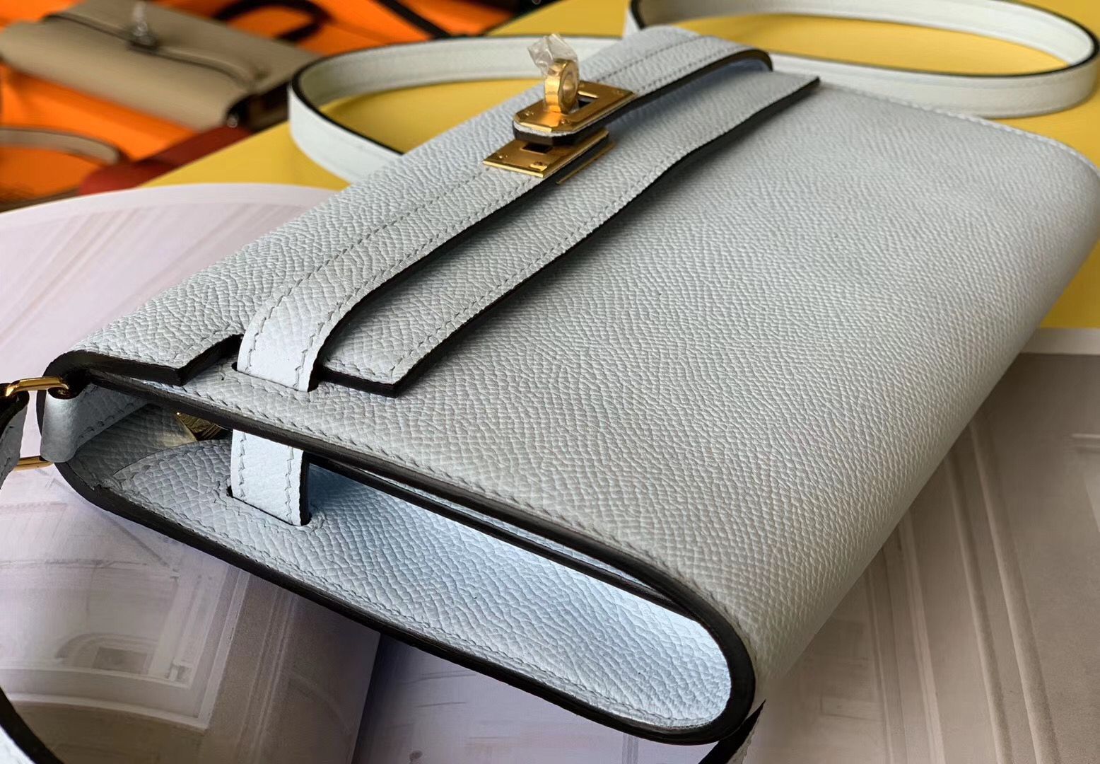 Hermes Kelly Classique To Go Wallet In Blue Zephyr Epsom Calfskin - Image 4