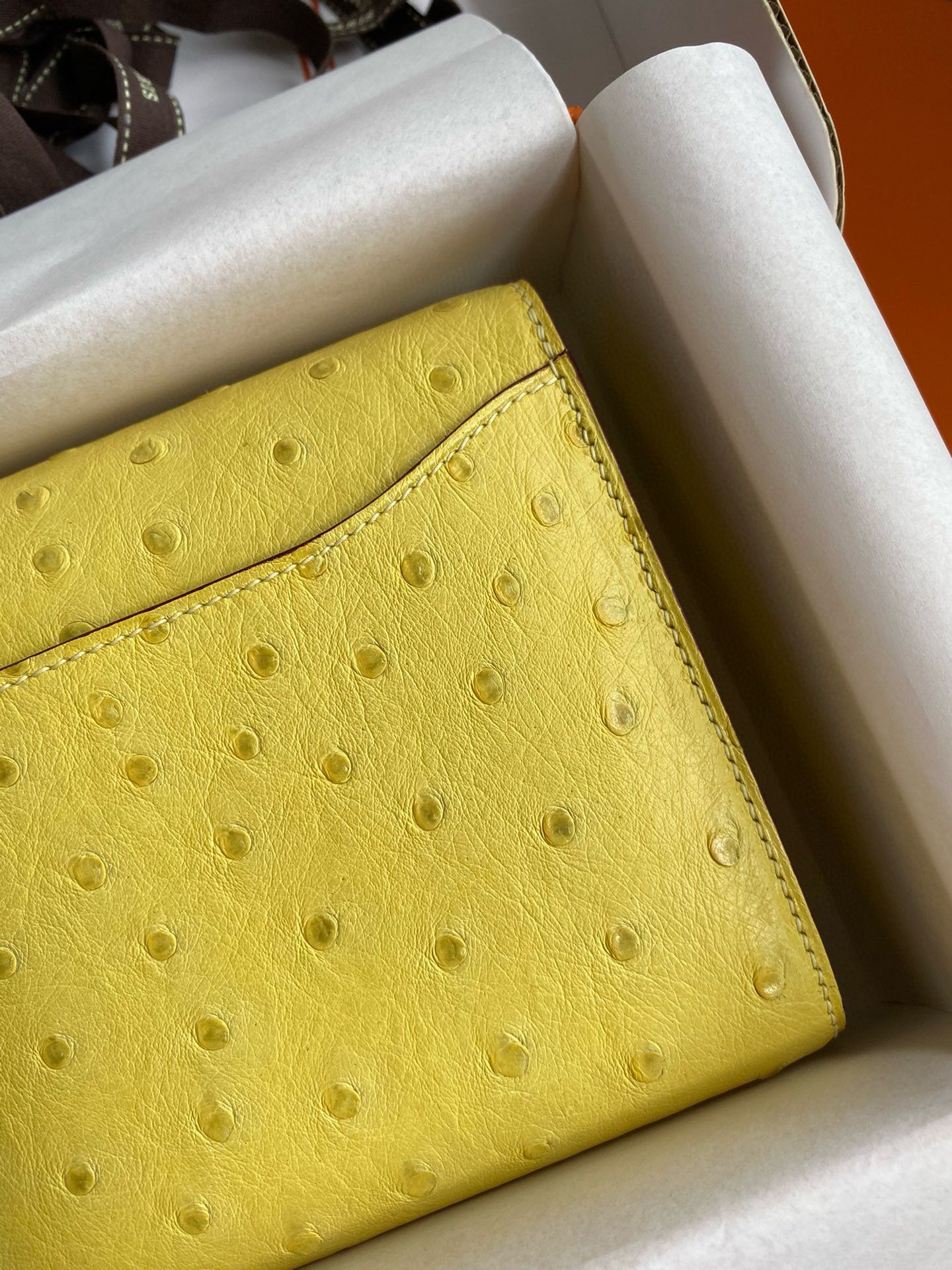 Hermes Constance To Go Wallet in Lime Ostrich Leather - Image 5