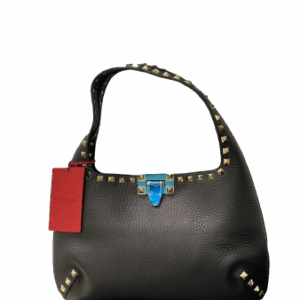 Valentino Black Rockstuds Hobo Small Bag