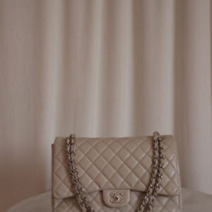 Chanel Beige Classic Jumbo Single Flap Bag