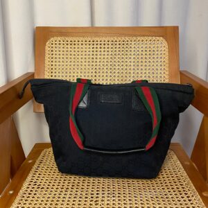 Gucci Black GG Vintage Web Strap Shoulder Bag