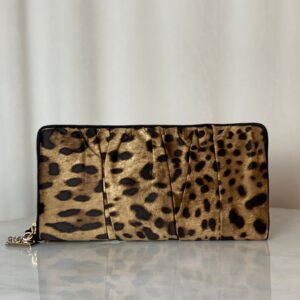 Dolce & Gabbana Leopard Black Fabric Clutch