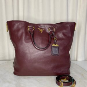 Prada Burgundy Tote Bag