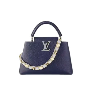 Capucines MM Blossom Chain Handbag French Blue - Repbags.is