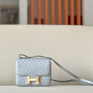 Constance 19 Ostrich Blue Glacier (8U) Gold Hardware