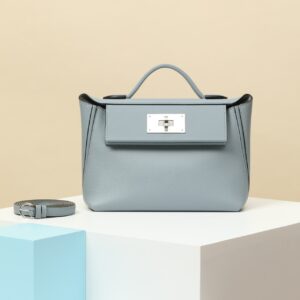 2424 Mini 21 Evercolor And Swift Bleu Lin (J7) And Gris Mouette(4Z)Palladium Hardware